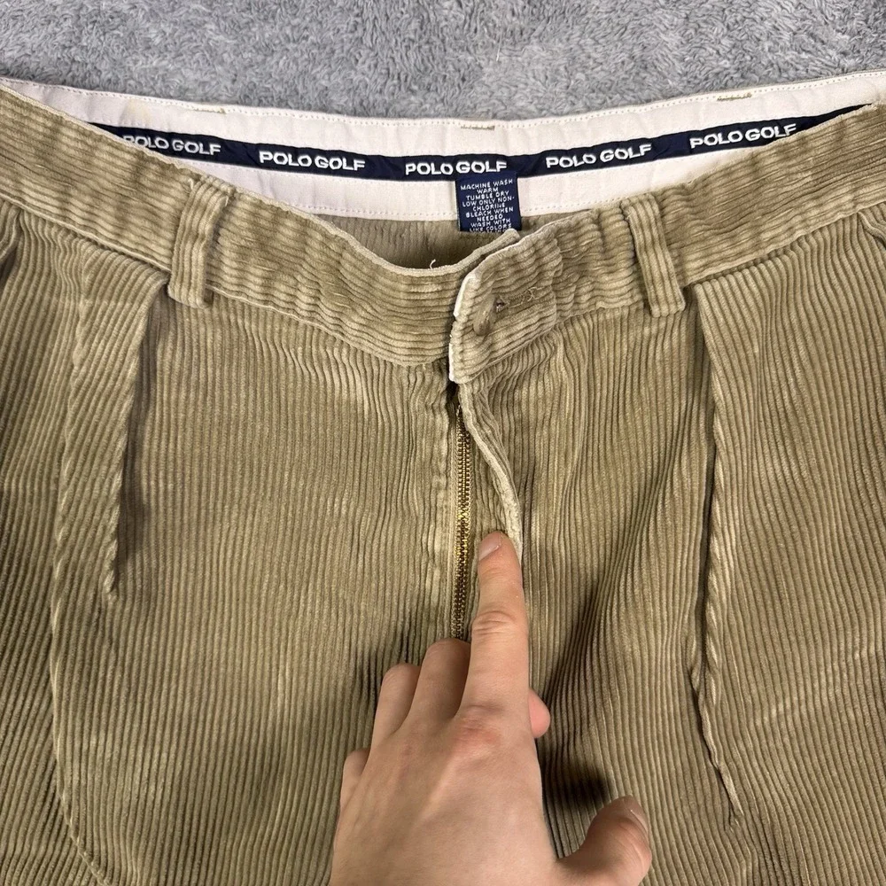 Vintage Polo Ralph Lauren Pants Mens 36x31 Corduroy 90s Chino Trouser Golf Crest